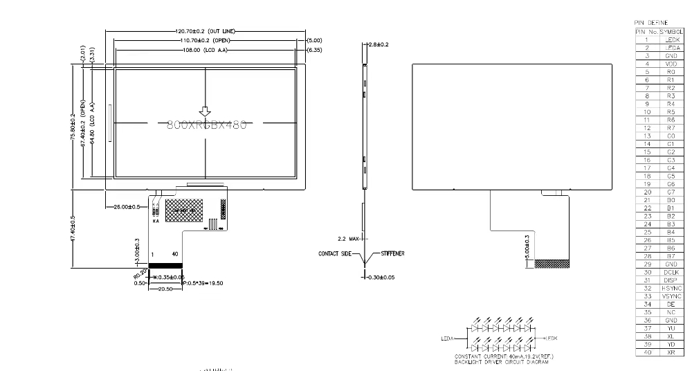 5 inch TFT LCD Anzeige