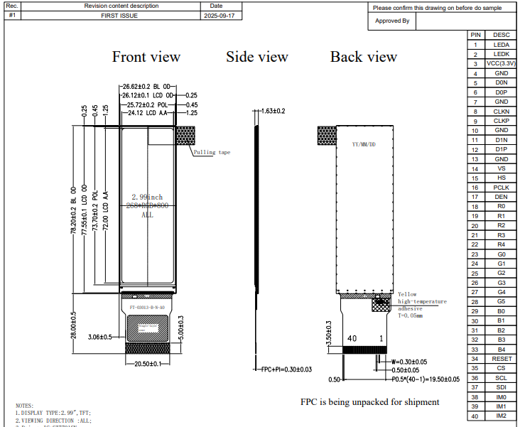 2.99 inch Bar-type TFT LCD Display 2.99 inch Bar-type TFT LCD Display